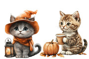 Watercolor Autumn CAT Clipart, an Illustration by Designworld (Thumbnail 3 of 4)