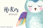 Watercolor Owls Clipart Pack, an Illustration by PaperSphinx (Thumbnail 2 of 2)