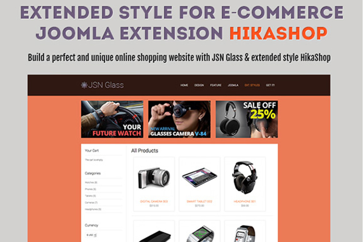 JSN Glass - Ecommerce template, a Websites & App Template by JoomlaShine (Photo 3 of 5)