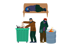 Homeless men facing struggle and, a Person Illustration by pikepicture