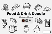 Food & Drink Doodle Illustration, an Object Graphic by SLAB! Design (Thumbnail 1 of 3)