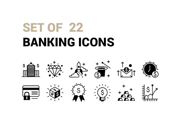 Set Of 22 Banking Icons.