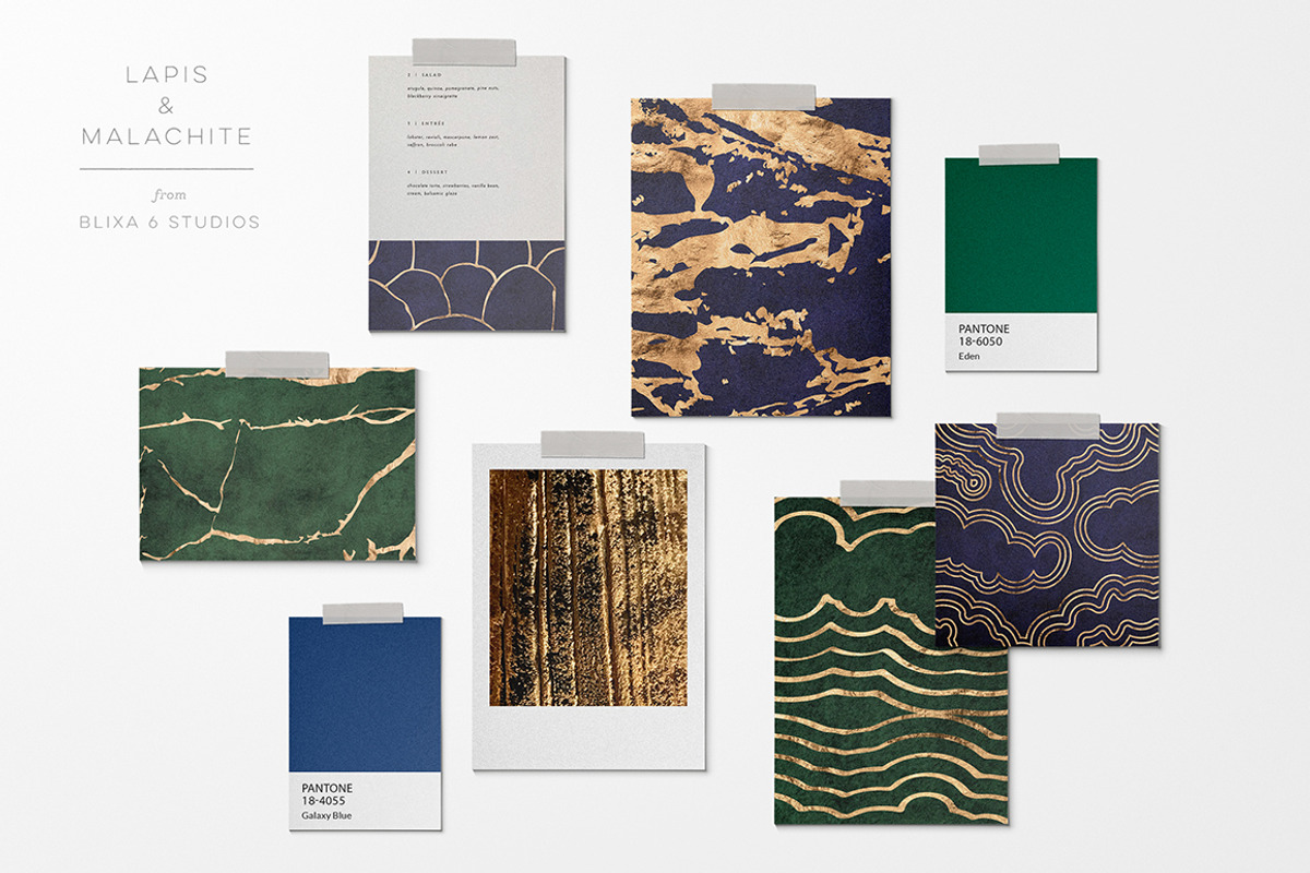 Lapis & Malachite Gold Marble Slabs, a Pattern Graphic by Blixa 6 Studios (Photo 2 of 6)