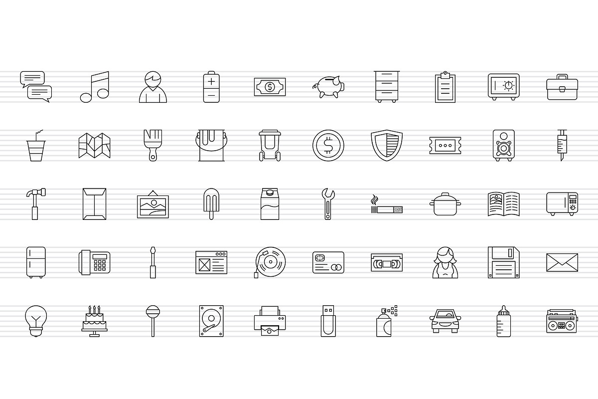 150 Thin Line Icons, an Outline Icon by doghead (Photo 2 of 4)
