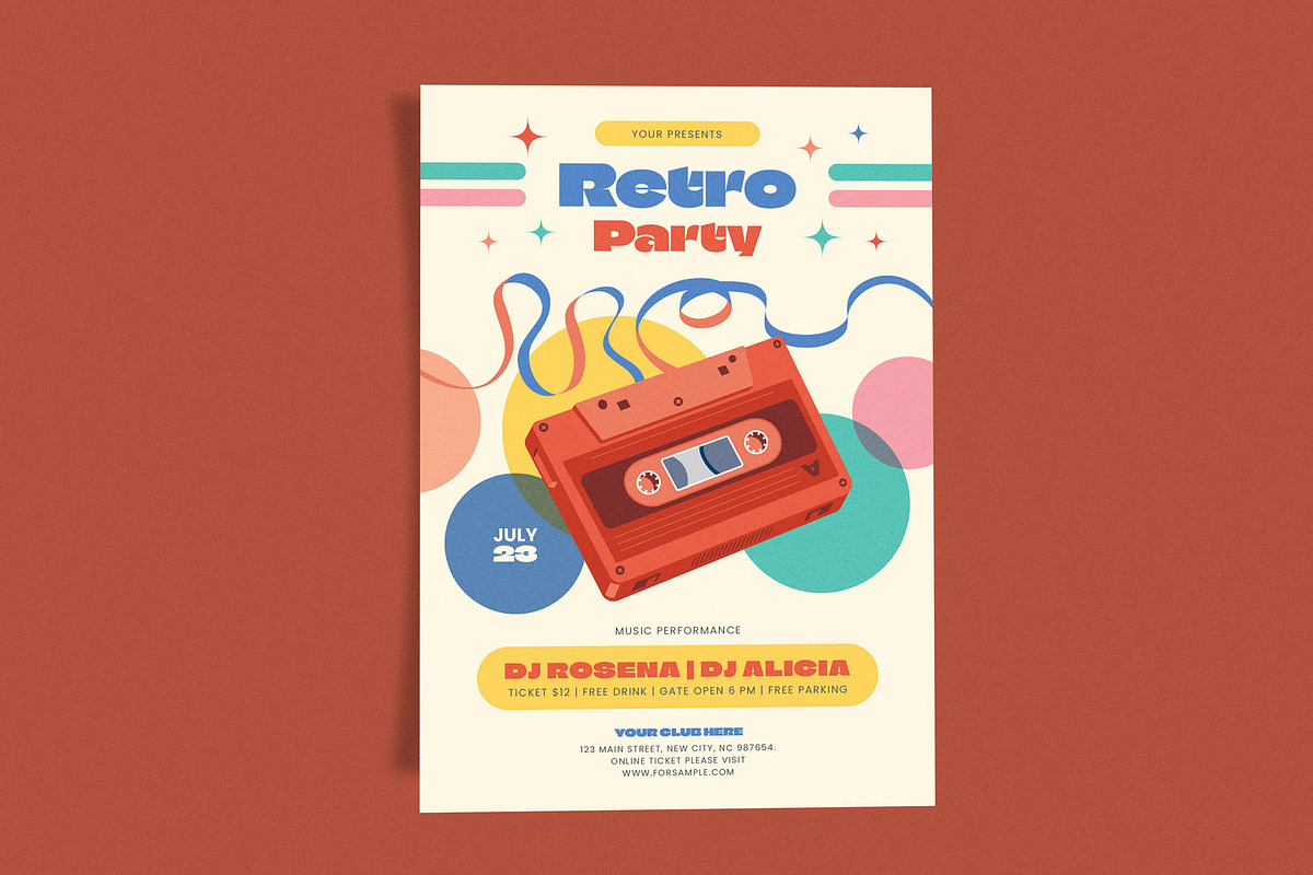 Retro Party Cassette, a Flyer Template by Me55enjah Design (Photo 2 of 4)