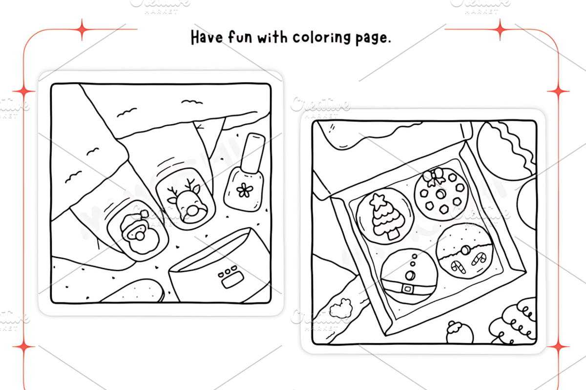Cozy Girl Christmas Coloring Pages, a Seasonal Illustration by Design Station (Photo 2 of 4)