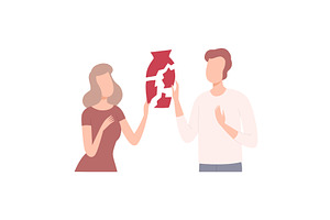 Young Man and Woman Gluing Broken, a Person Illustration by TopVectors