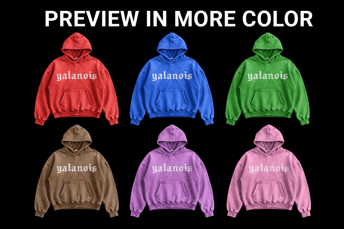 Vintage Washed Hoodie Mockup, a Hoody Mockup by yalanois (Photo 3 of 6)