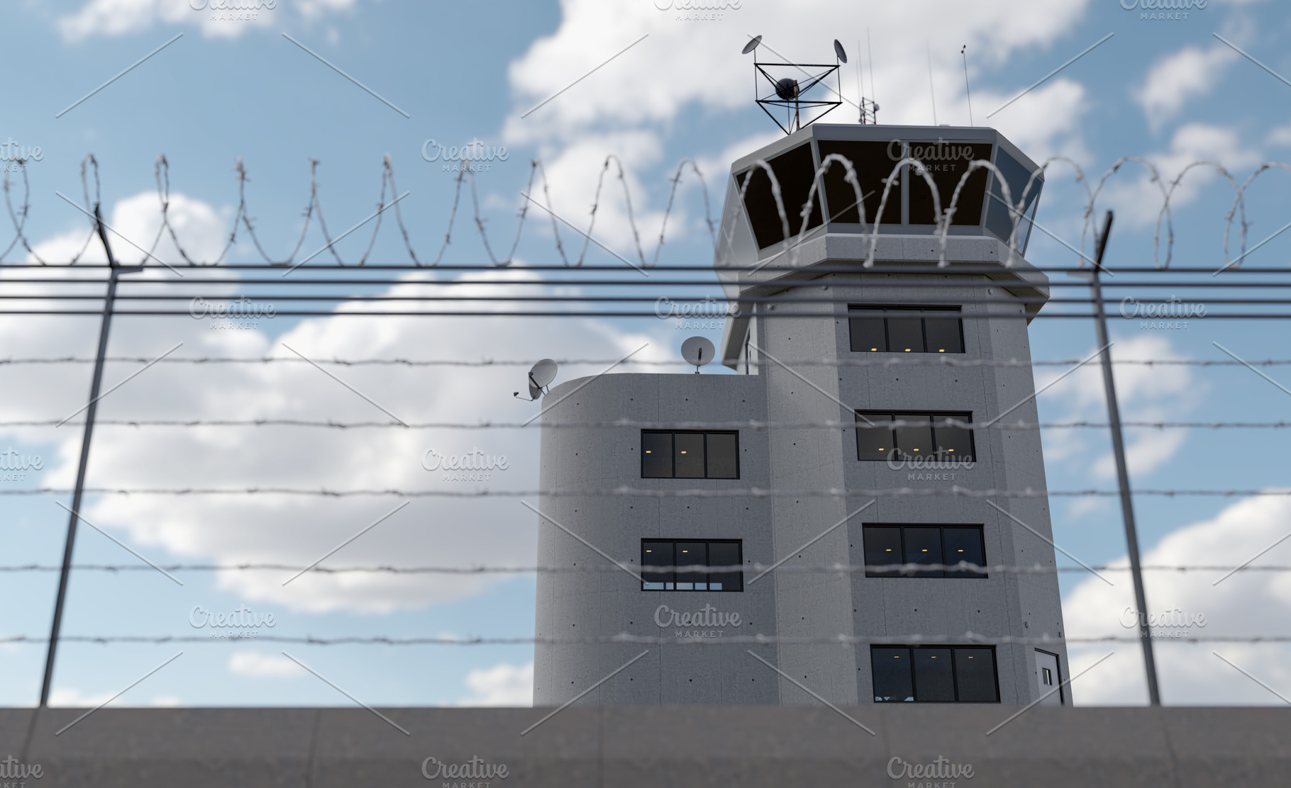 Air Traffic Control Tower and Fence, a Transportation Photo by Andy Dean Photography