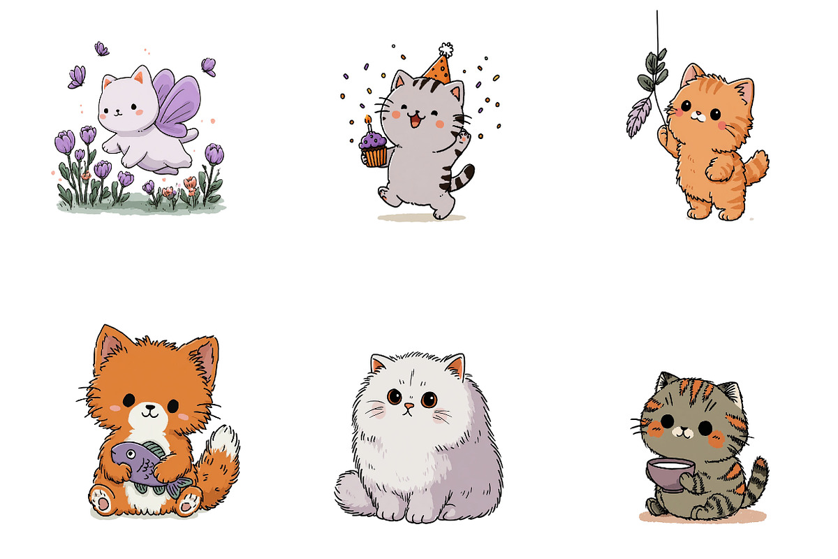 Cute Cats Clipart, a Seasonal Illustration by CreationArt (Photo 4 of 5)