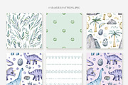 Watercolor cute dinosaurs set, an Animal Illustration by OrangePeafowlArt (Thumbnail 10 of 11)