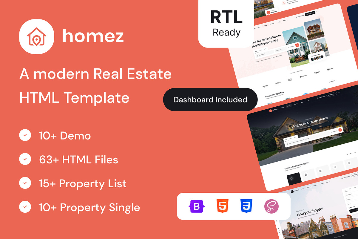 Homez — Real Estate HTML + RTL, a HTML Template by CreativeLayerss (Photo 1 of 3)
