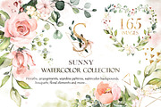 Sunny watercolor floral collection, a Decorative Illustration by Lisima (Thumbnail 1 of 14)