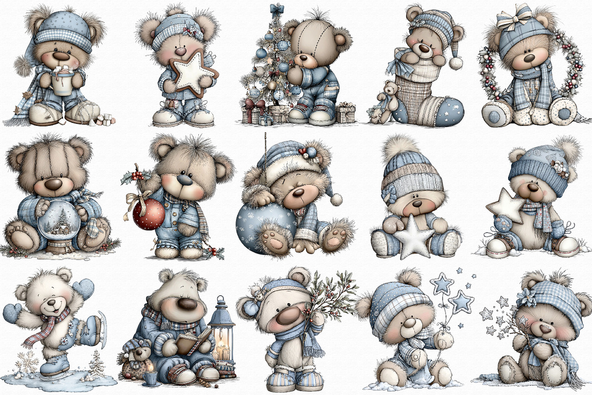 Christmas Bears Clipart Bundle, an Illustration by Libby Wishes (Photo 2 of 7)