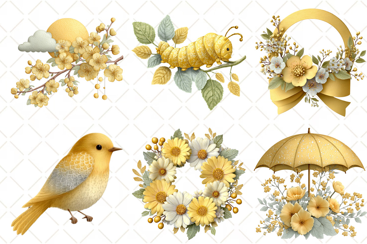Whimsical Yellow Spring Clipart, an Illustration by Black Bird Studio (Photo 3 of 5)