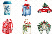 Christmas Travel Watercolour Clipart, an Illustration by Black Bird Studio (Thumbnail 5 of 6)