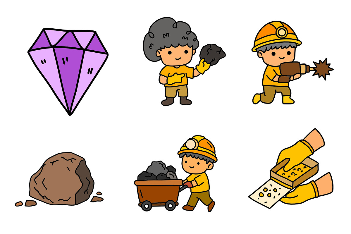 miners illustration set bundle, an Object Illustration by foxndeer (Photo 4 of 4)