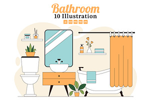 10 Modern Bathroom Interior, a Decorative Illustration by denayunebgt