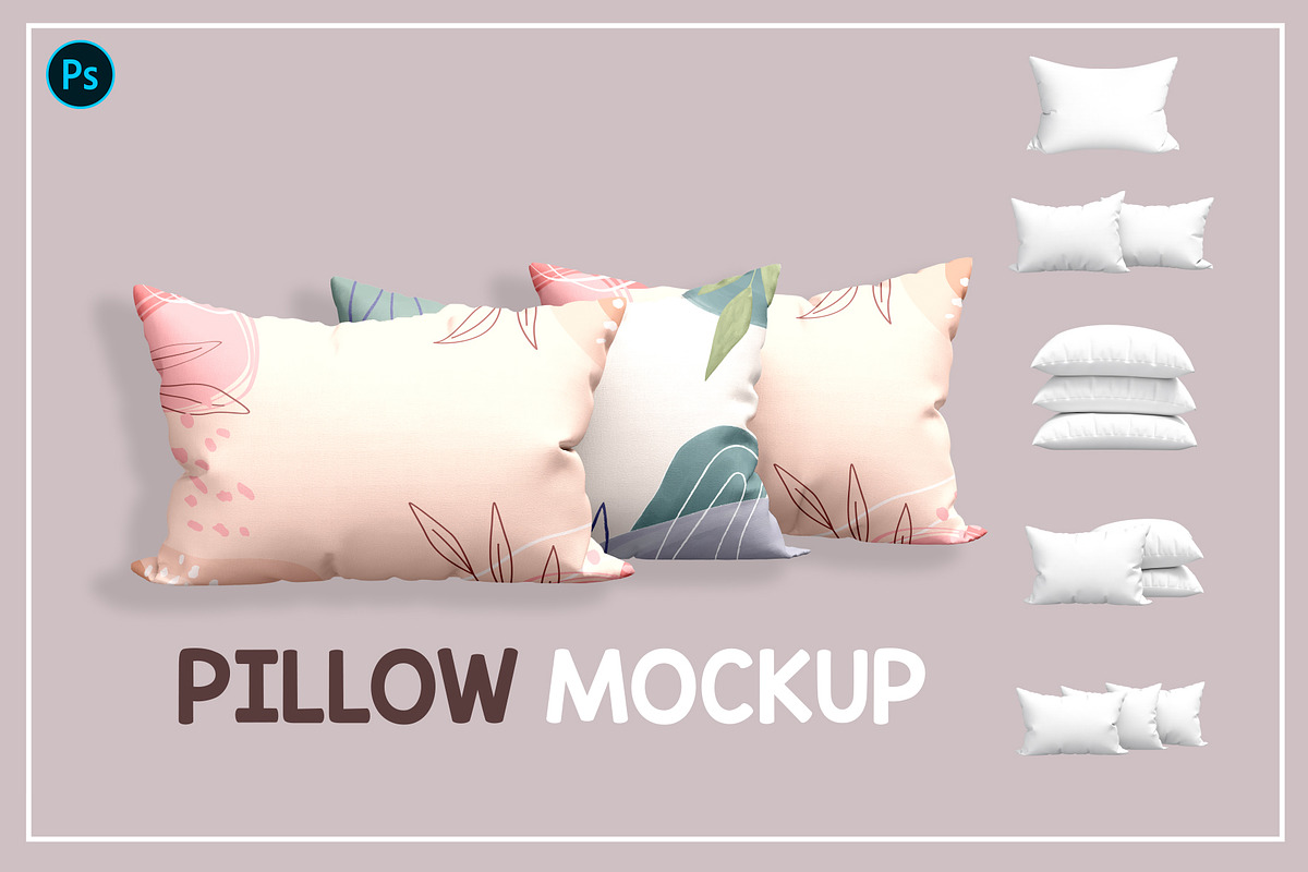 Pillow Mockup Set, a Household Mockup by PudraART (Photo 1 of 7)
