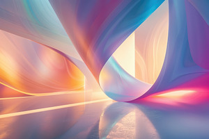 Abstract pastel 3d waves with glossy light reflections, an Abstract Photo by AlyaAnd