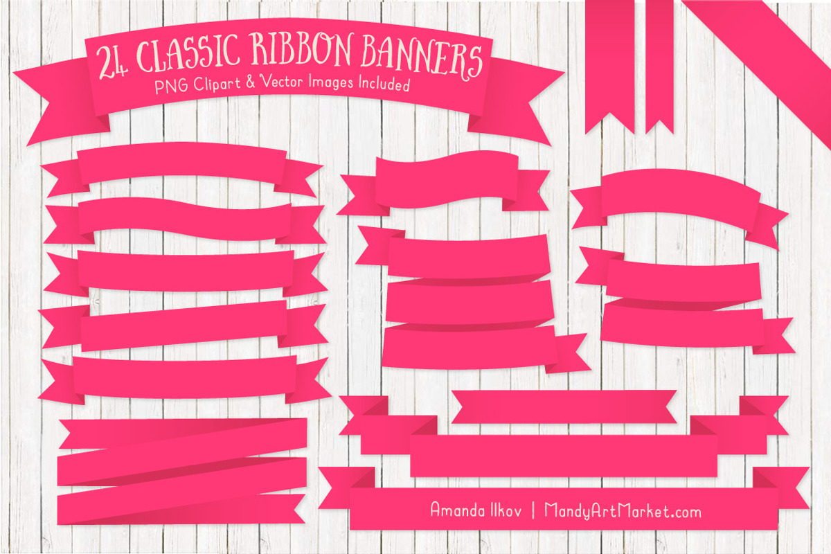 Hot Pink Ribbon Banner Clipart, an Illustration by Amanda Ilkov (Photo 1 of 4)