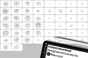 Peony Lines, Procreate Stamp Brushes, a Brush Add-On by InkRef (Thumbnail 4 of 4)