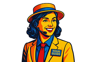 Smiling Female Tour Guide with Name, a Person Illustration by AlexArt