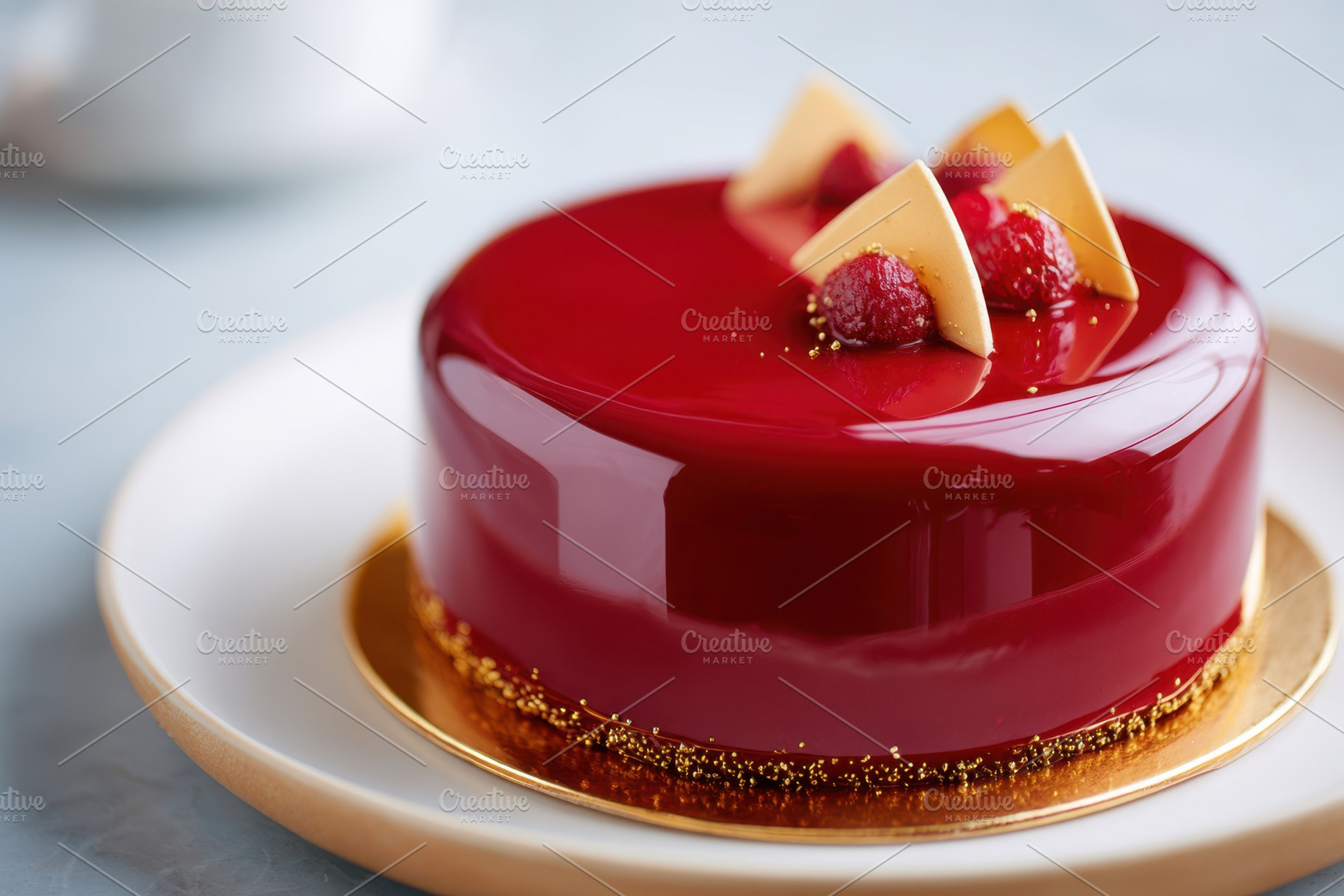 Glossy raspberry mirror-glaze cake, a Food & Drink Photo by AlyaAnd