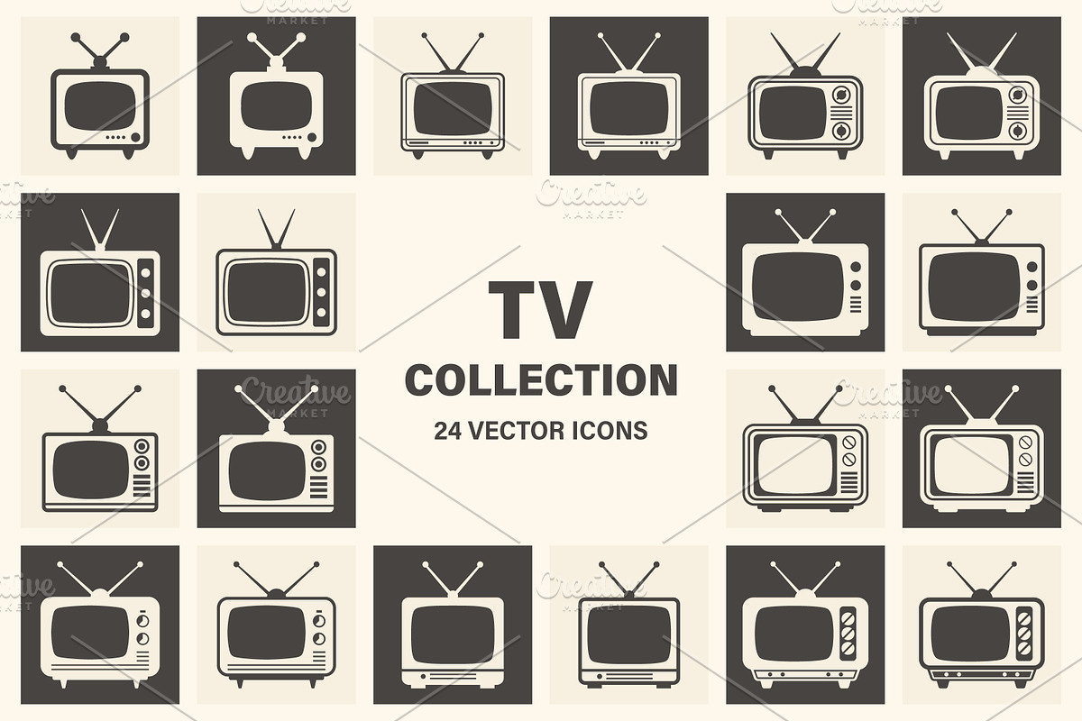 Retro TV Vector Set, an Object Graphic by Gomolach (Photo 1 of 2)
