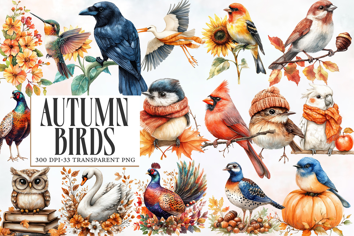 Autumn Birds Clipart, an Illustration by Designworld (Photo 1 of 5)