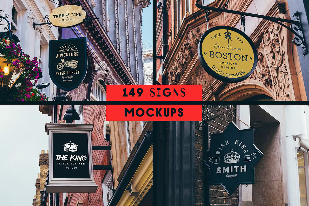 Signs & Facade Boards Logo Mockups, an Advertising Mockup by ThePhoton (Photo 2 of 6)