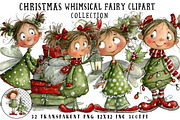 Christmas Whimsical Fairy Clipart, an Illustration by OK Design (Thumbnail 1 of 6)