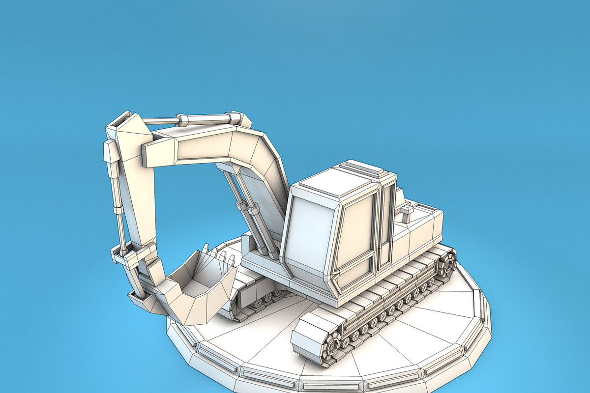 Cartoon Excavator Low Poly, a Cars & Vehicle 3D Model by Low Poly Lab (Photo 2 of 6)