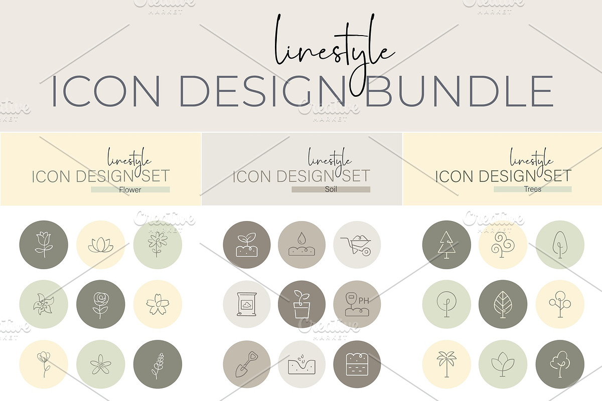 Linestyle Icon Design Bundle Plant, an Outline Icon by pepulousdsg