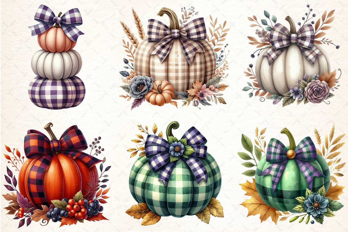 Autumn Pumpkin and Bow Clipart, an Illustration by Libby Wishes (Photo 9 of 11)