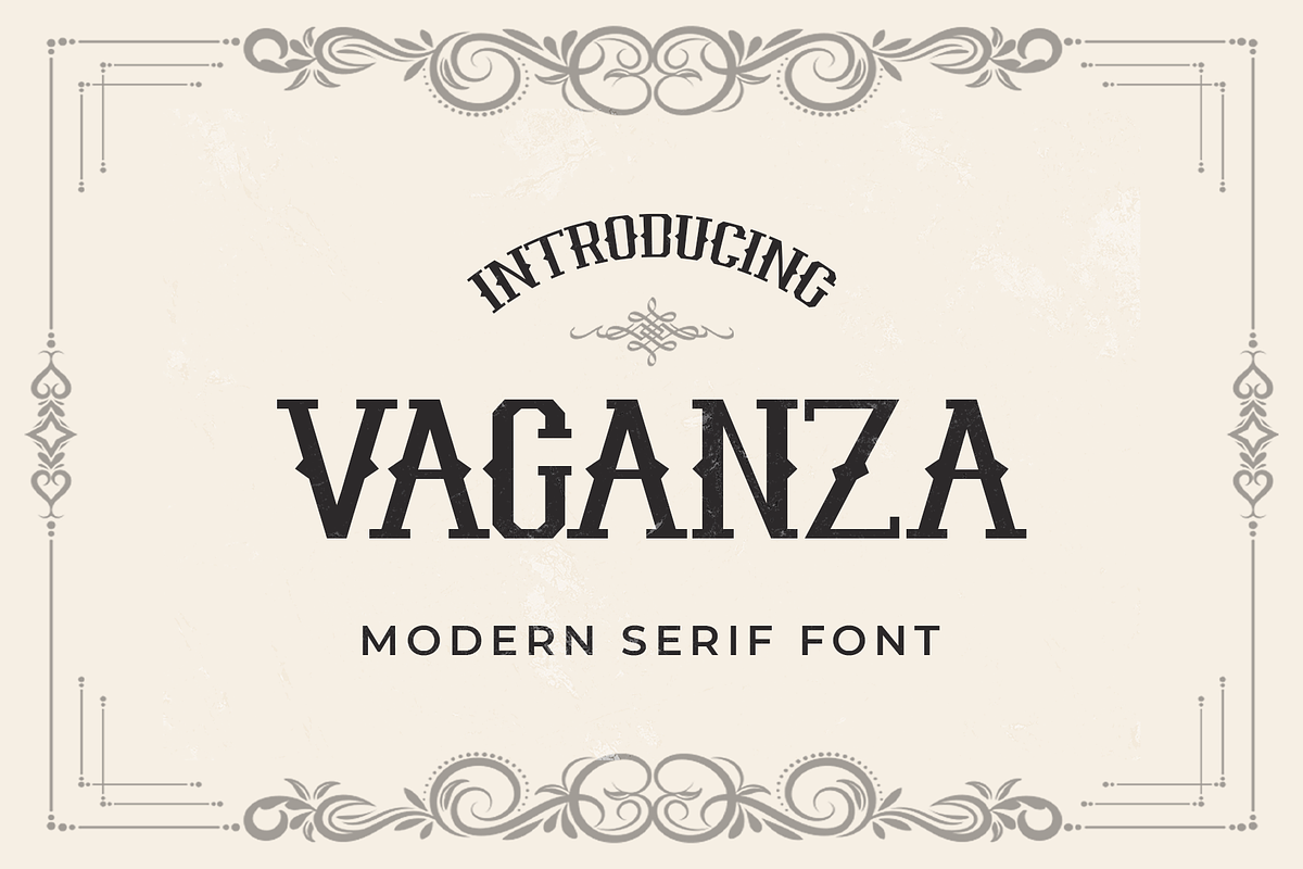 Vaganza - A Modern Serif Font, a Serif Font by overlaytemplates (Photo 1 of 5)