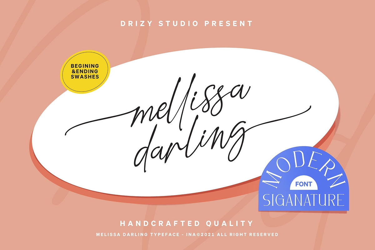 Mellissa Darling, a Script Font by Drizy (Photo 1 of 11)
