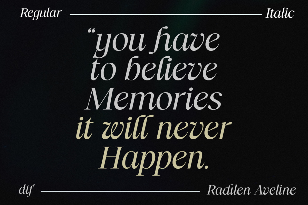 Radilen Aveline, a Serif Font by Dora Typefoundry (Photo 9 of 18)