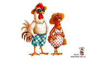10 Rooster and Hen Beach PNG Bundle, an Illustration by Clipart Bloom (Thumbnail 4 of 11)