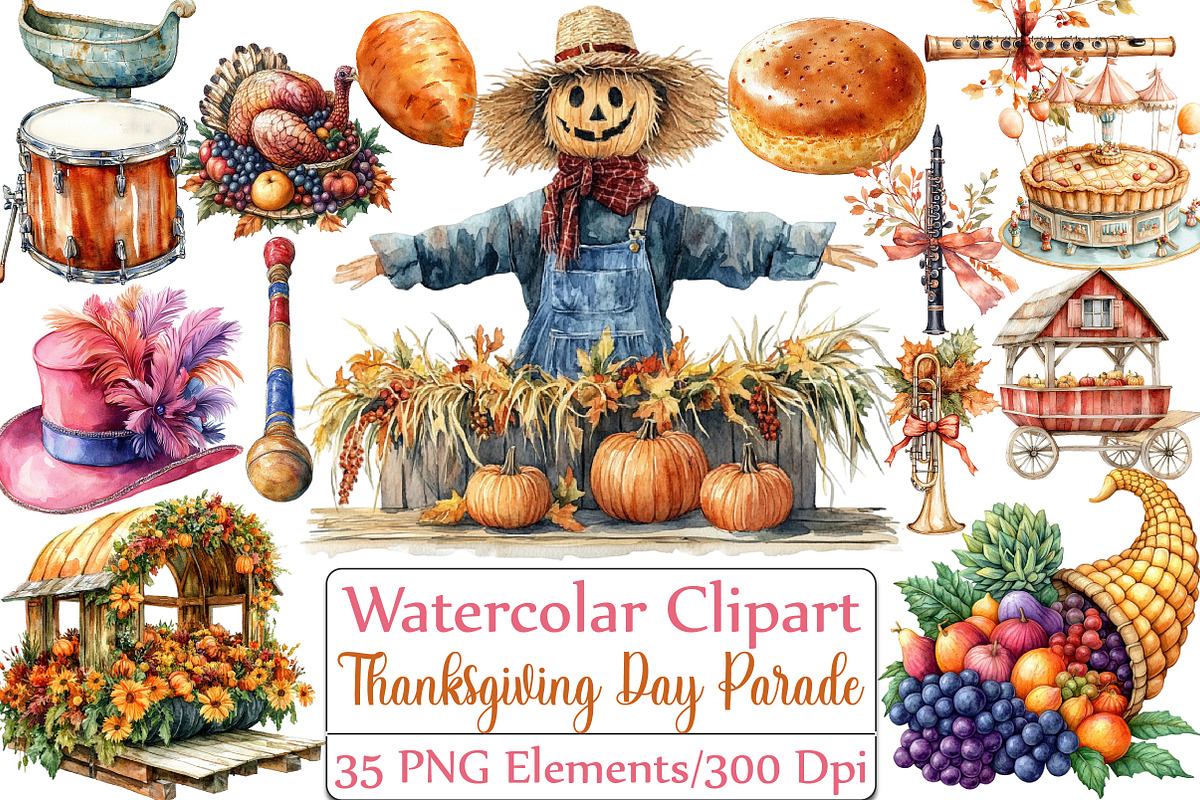 Thanksgiving Day Parade Clipart, an Illustration by DreamCafeArt (Photo 1 of 6)