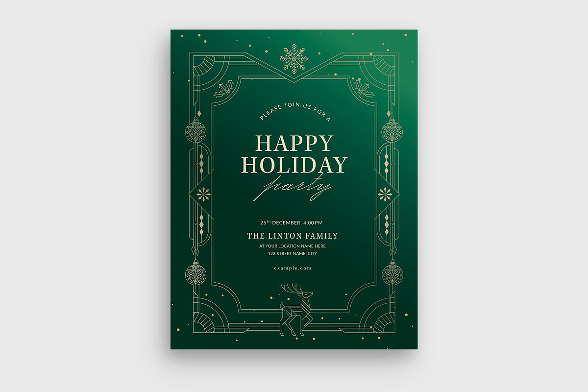 Art Deco Christmas Flyer Template preview 4