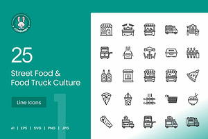 25 Street Food & Food Truck Culture, an Outline Icon by IconBunny