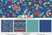 Persian Blue Chintz Floral Patterns, a Pattern Graphic by Rose Design (Thumbnail 3 of 7)