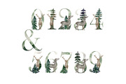 Watercolor forest deers alphabet., a Decorative Illustration by TaPilipa (Thumbnail 4 of 4)
