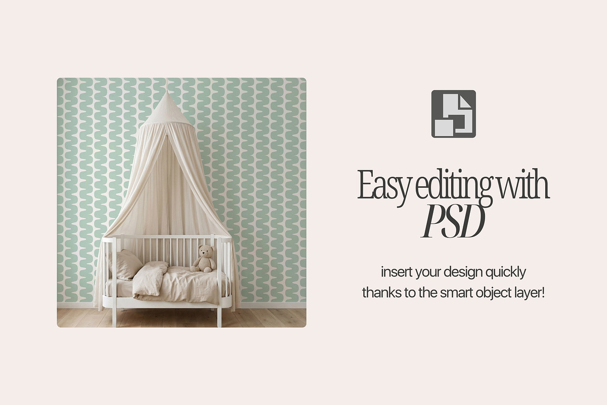 Nursery Room Wallpaper Mockup, a Mockup by First Impression Mockups