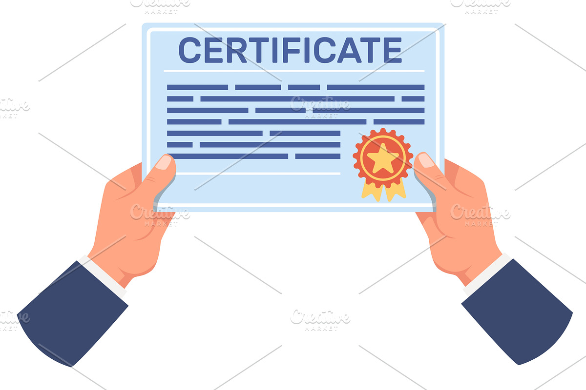 Businessman holds certificate in his, a Person Illustration by Vectorbuum