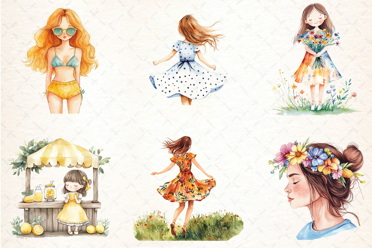 Summer Girl Sublimation Clipart, an Illustration by DreamCafeArt (Photo 3 of 3)