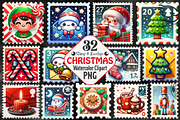 Cute Christmas Stamp & Envelope Set, an Illustration by RobertsArt (Thumbnail 1 of 6)