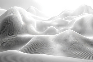 Futuristic white abstract landscape of flowing waves with smooth, an Abstract Photo by José Manuel Gelpi
