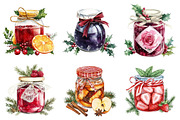Watercolor Christmas Jams in Jar, a Seasonal Illustration by CitraGraphics (Thumbnail 3 of 5)